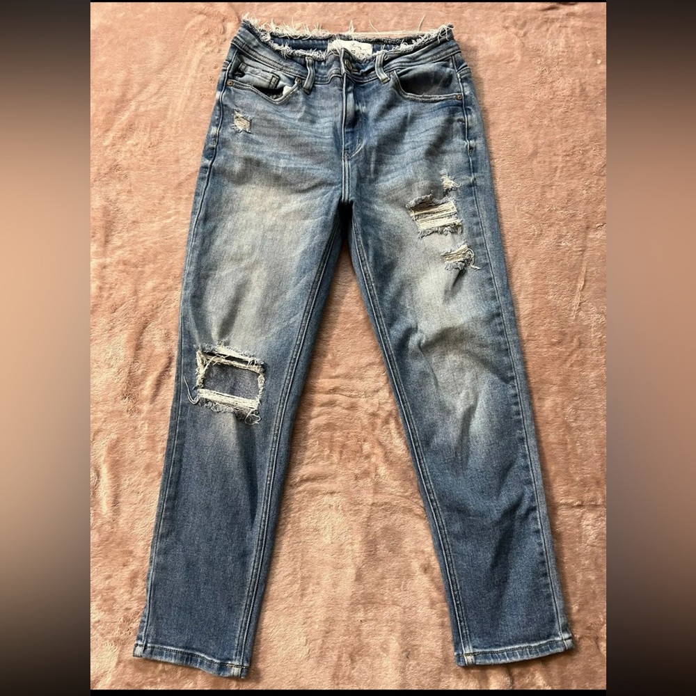 KANCAN‎ Womens Blue Jeans Size 7/27 Distressed Denim Mid-Rise